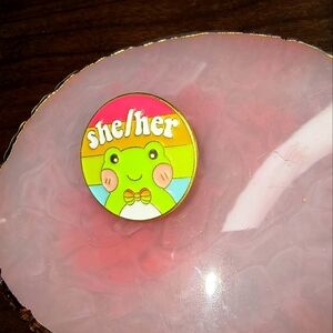 Women’s jewelry Cute Frog with tie She/Her fashion Enamel Pin LGBT Pride!